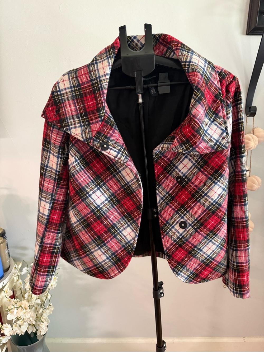 Lucky Brand Red Plaid Wool Blend Jacket